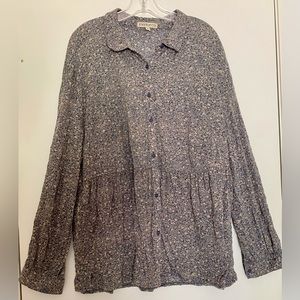 Frye & Co Monica Floral Boho Long Sleeve Peplum Top Size Extra Large XL